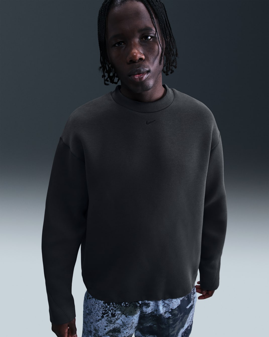 Sudadera de cuello redondo de tejido Fleece para hombre Nike Tech - Antracita/Negro