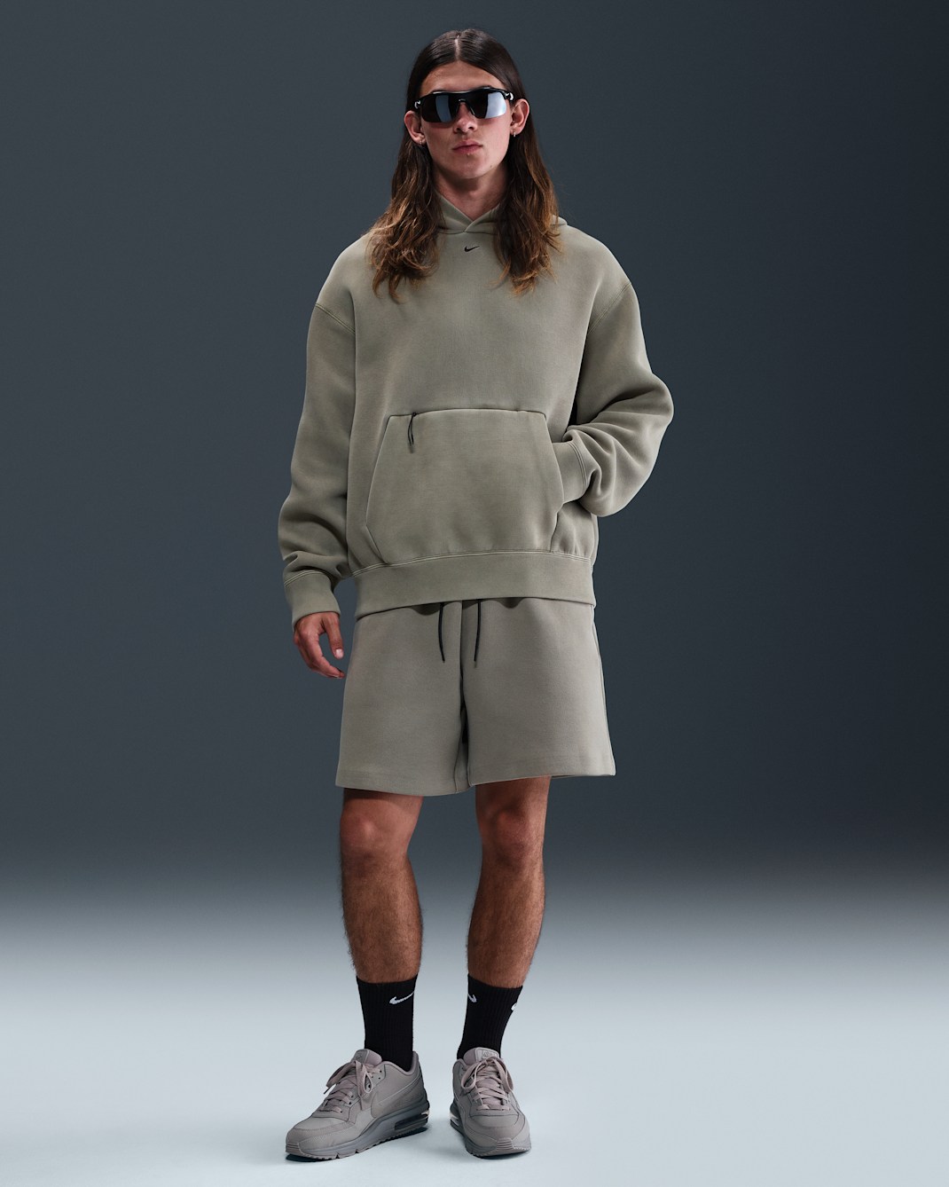 Nike Tech Men's Fleece Shorts - Light Army/Black