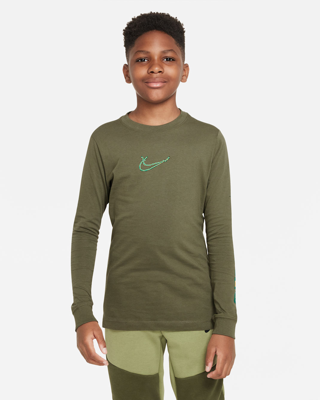 Nike Sportswear Big Kids' Long-Sleeve T-Shirt - Medium Olive