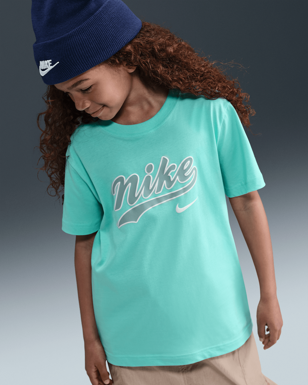 Nike Sportswear póló nagyobb gyerekeknek (lányoknak) - Bleached Turquoise/Cannon