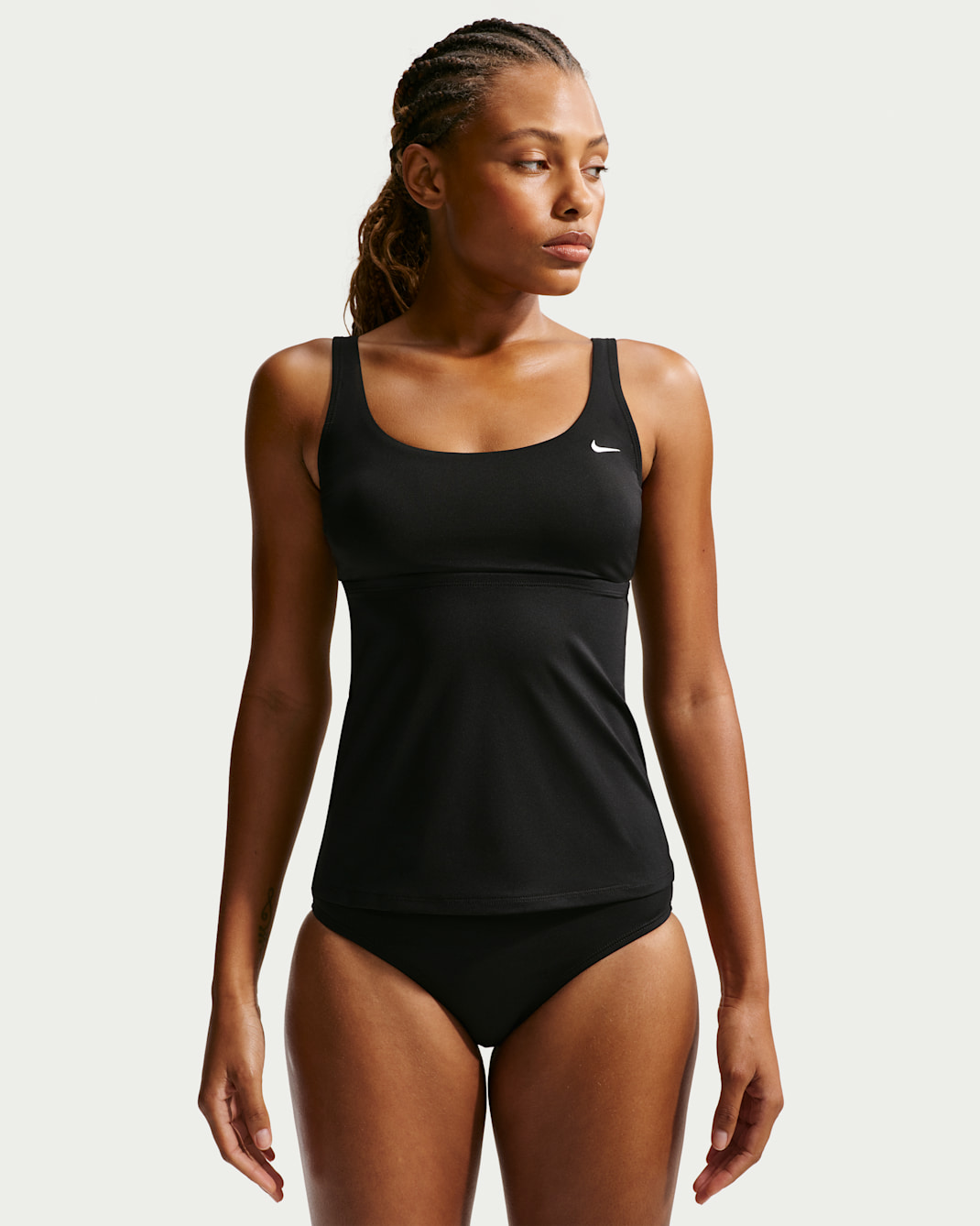 Tankini con cuello en forma de U para mujer Nike Swim - Negro/Blanco