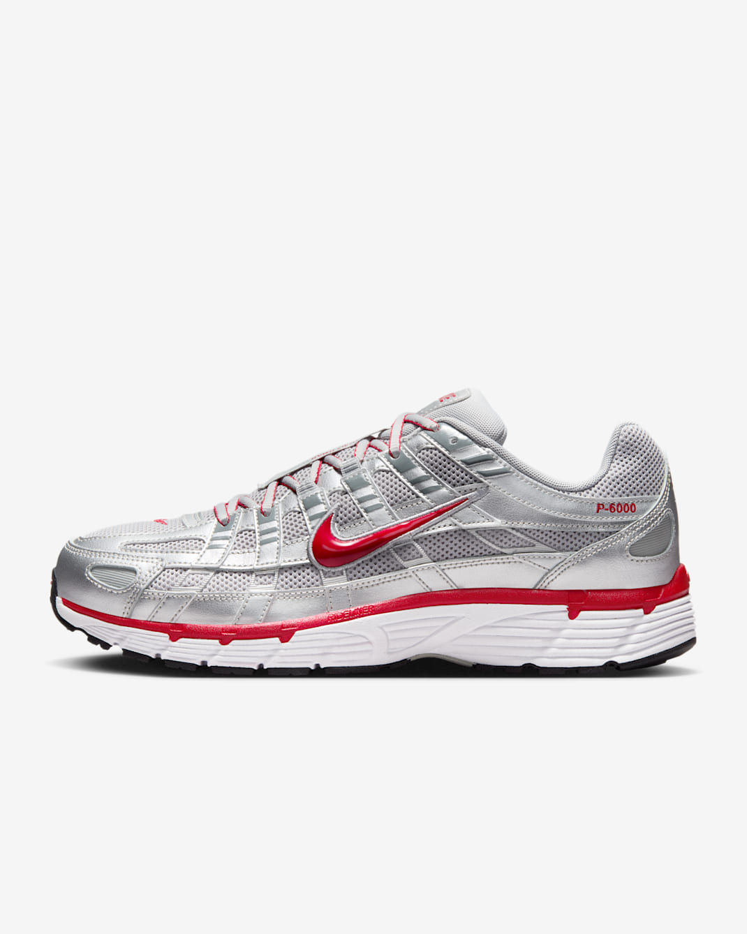 Tenis Nike P-6000 - Plata metalizado/Plata liso/Gris azulado/Rojo gimnasio
