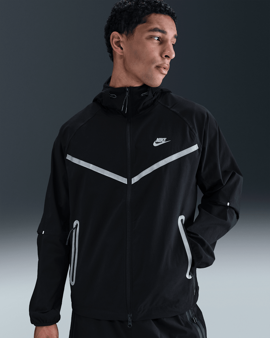 Nike Tech Men's Full-Zip Woven Windrunner Jacket - Black