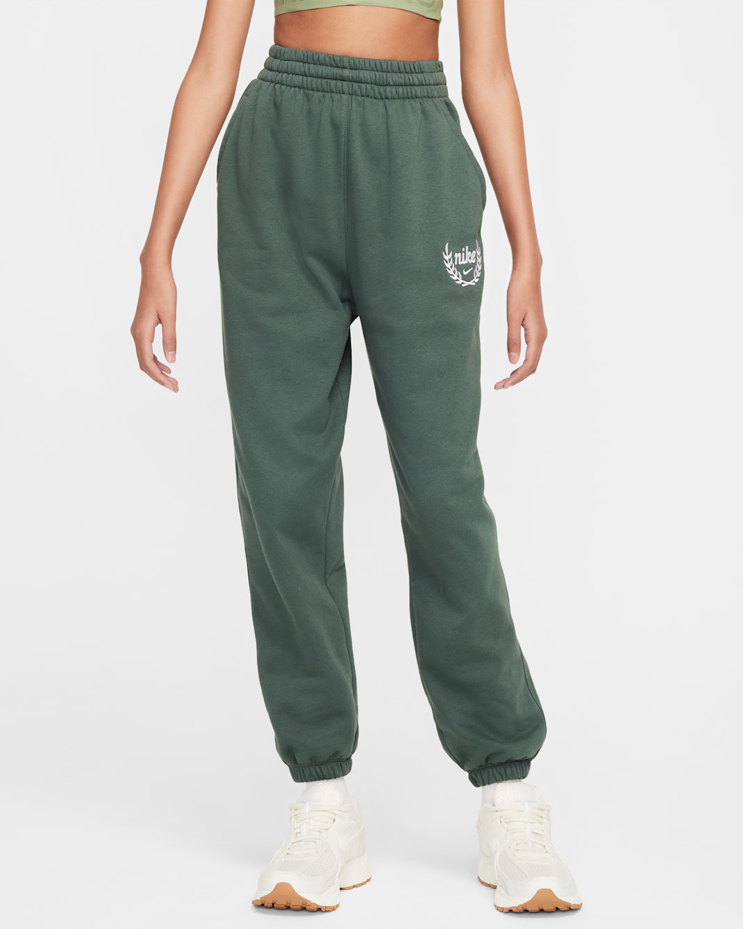 Nike Sportswear Club Fleece Girls' Loose Trousers - Vintage Green/White