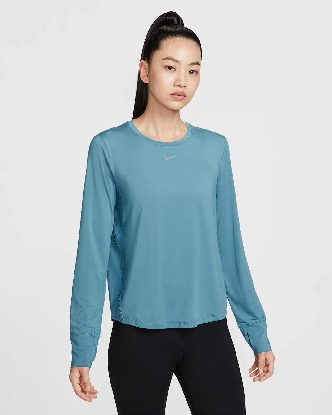 Nike One Classic Women's Dri-FIT Long-Sleeve Top - Smoky Blue/Black