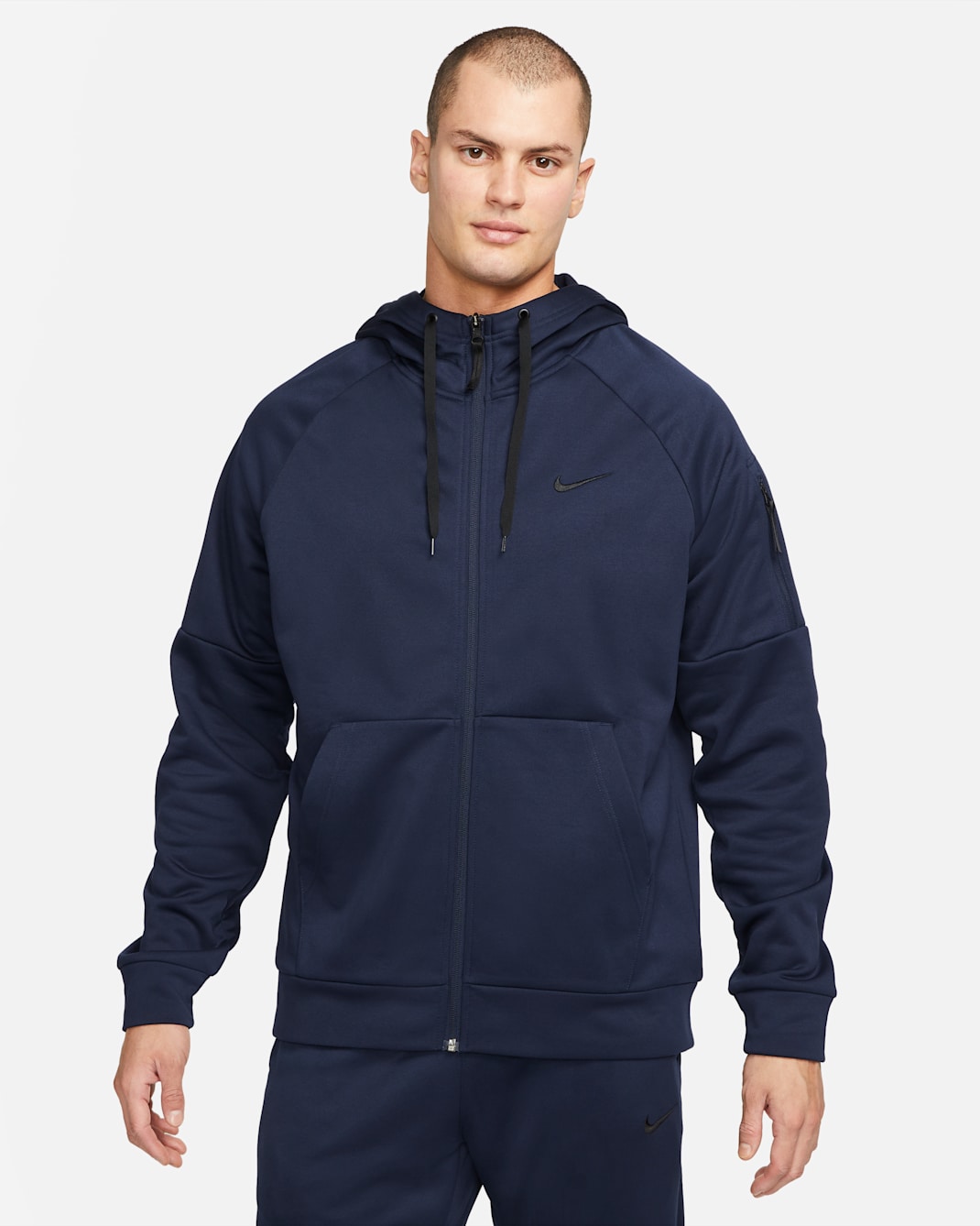 Nike Therma Men's Therma-FIT Full-Zip Fitness Top - Obsidian/Obsidian/Black