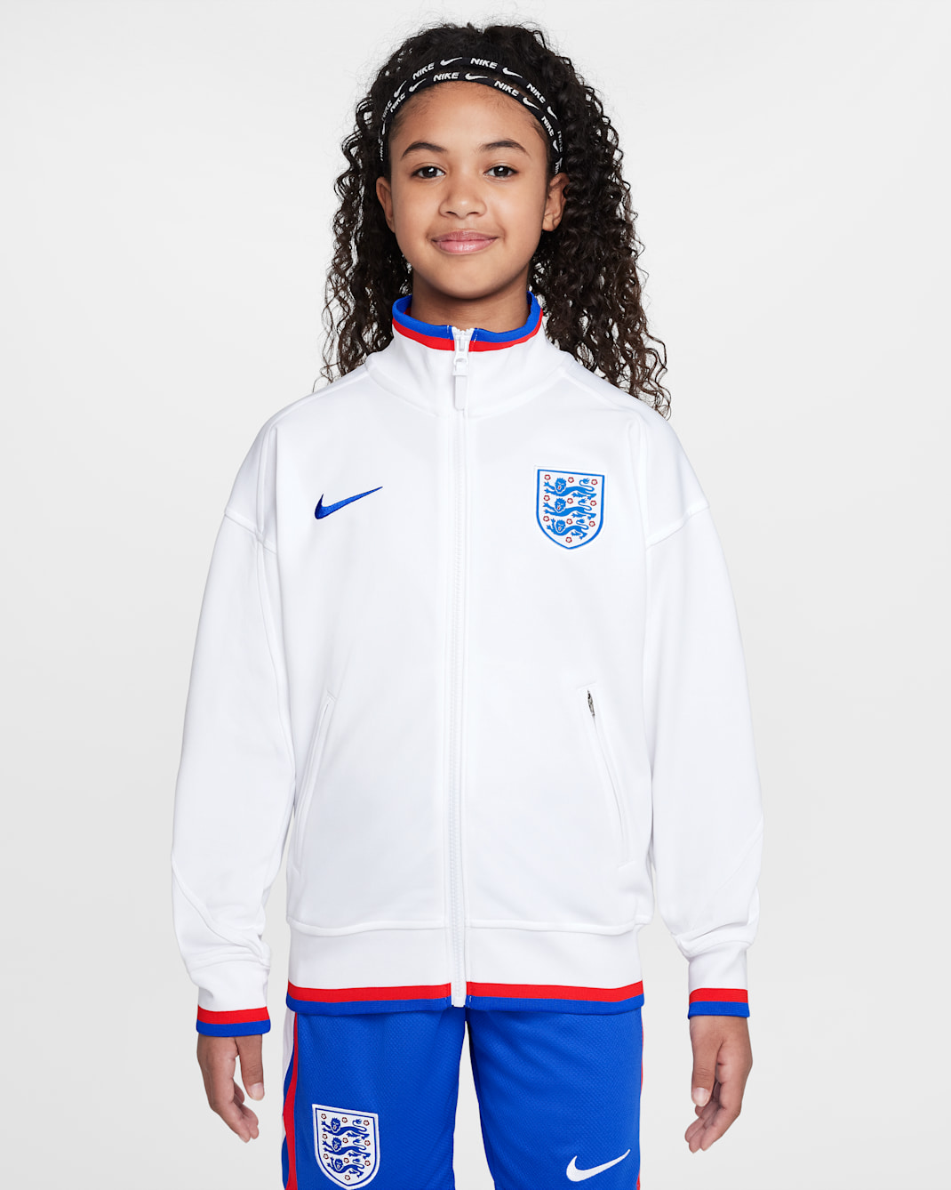 England Academy Pro Home Older Kids' Nike Dri-FIT Football Anthem Jacket - White/Hyper Royal