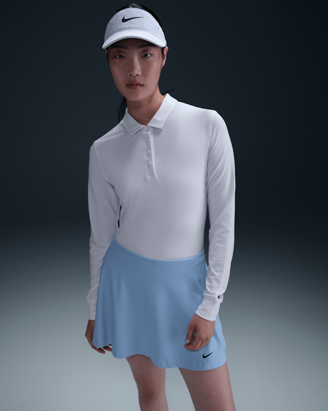 Nike Victory Women's Dri-FIT Long-Sleeve Polo - White/Black