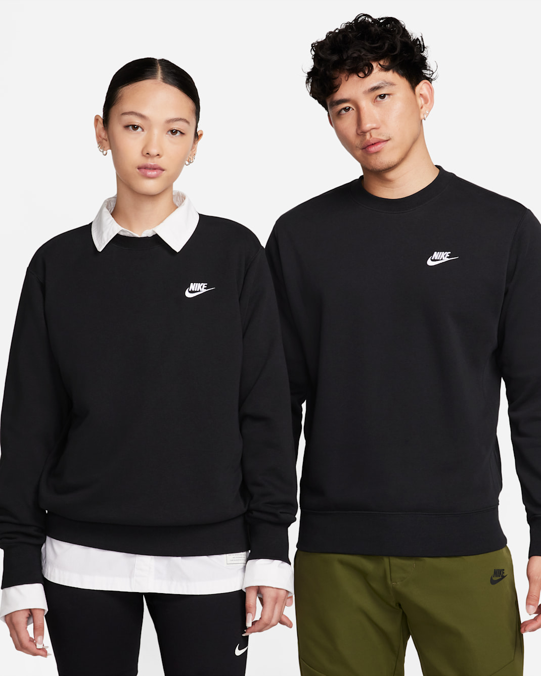 Nike Sportswear Club-crewtrøje i french terry til mænd - sort/hvid
