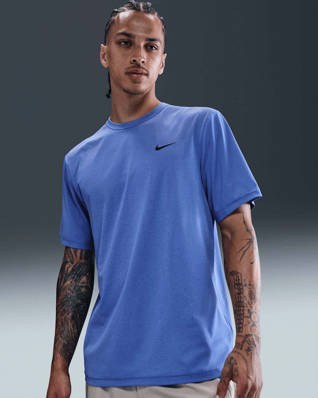 Ανδρική ευέλικτη κοντομάνικη μπλούζα Dri-FIT UV Nike Hyverse - Comet Blue/Μαύρο