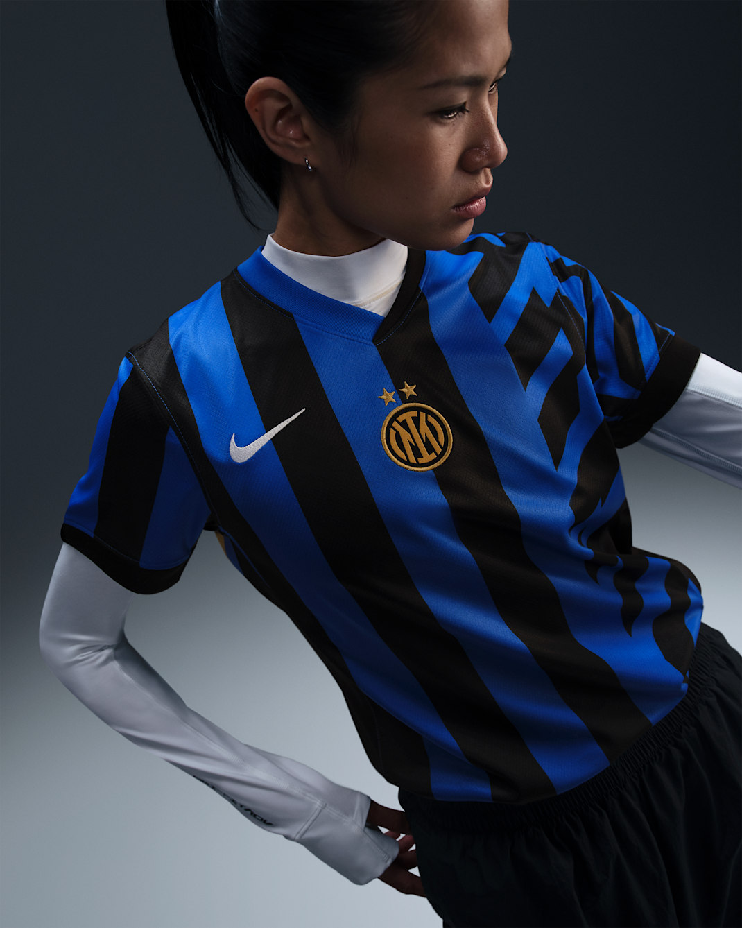 Inter Milan 2024/25 Stadium (hjemmedrakt) Nike Dri-FIT Replica fotballdrakt til dame - Lyon Blue/Svart/Lyon Blue/Hvit