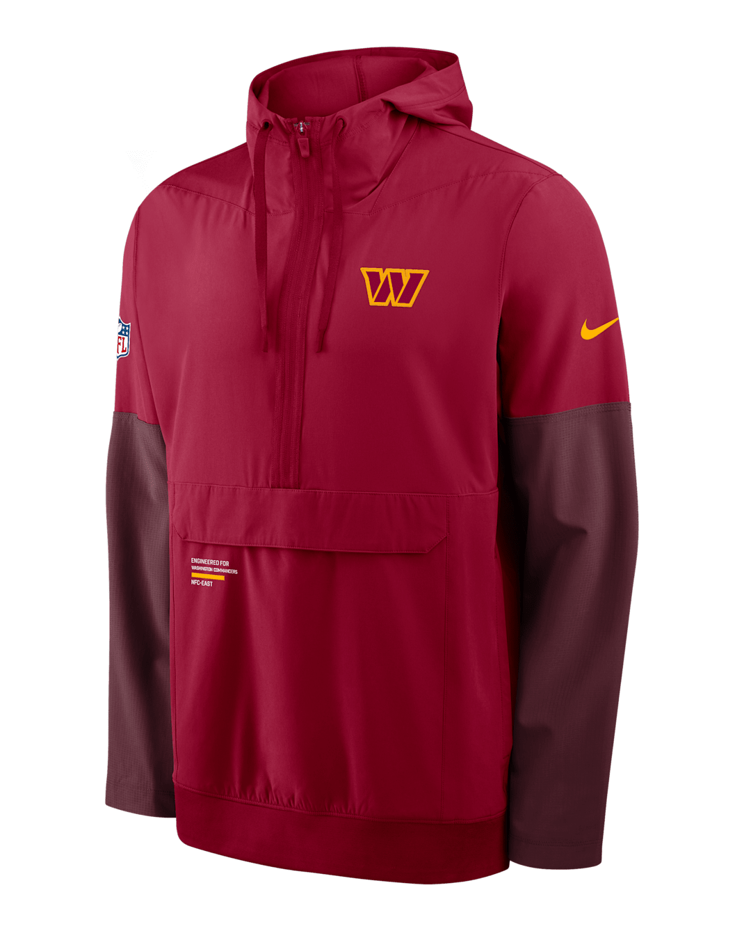 Chamarra Nike de la NFL con gorro de medio cierre para hombre Washington Commanders Well Rounded Anorak - Burdeos