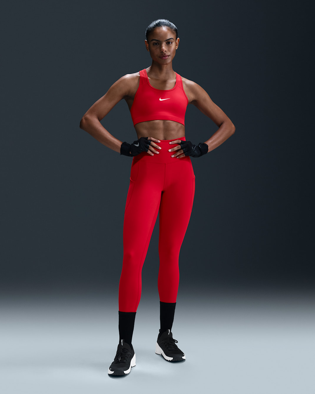 Nike One Women's High-Waisted 7/8 Leggings with Pockets - University Red/Black