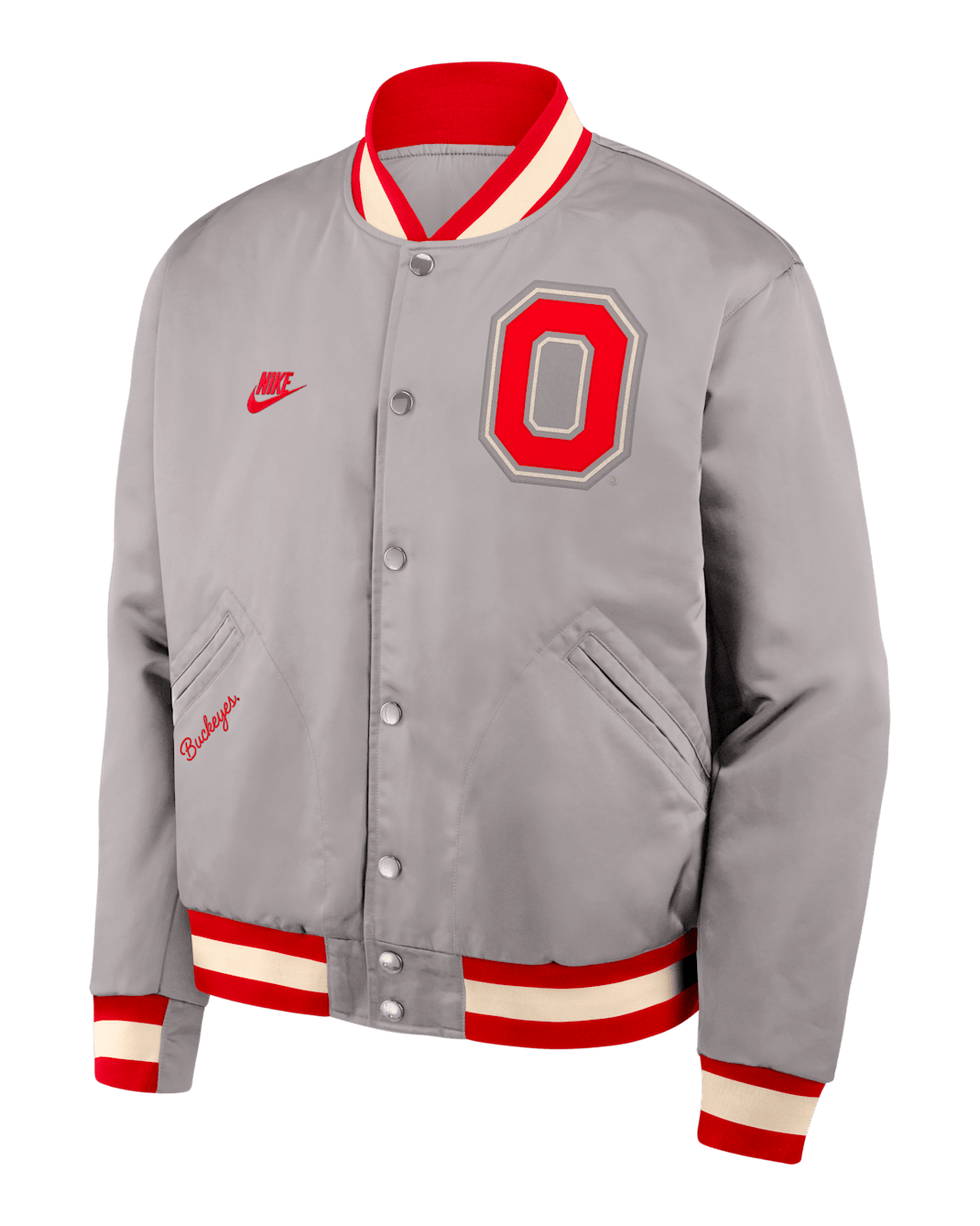 Ohio State Legacy Men's Nike College Full-Snap Bomber Jacket - Grey