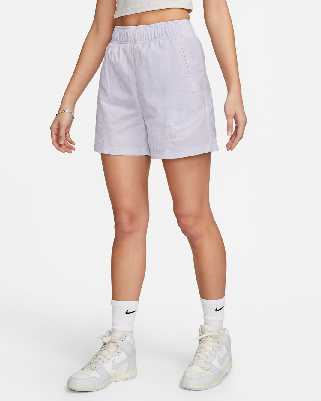 Nike Sportswear Essential Women's High-Rise Woven Shorts - Oxygen Purple/White