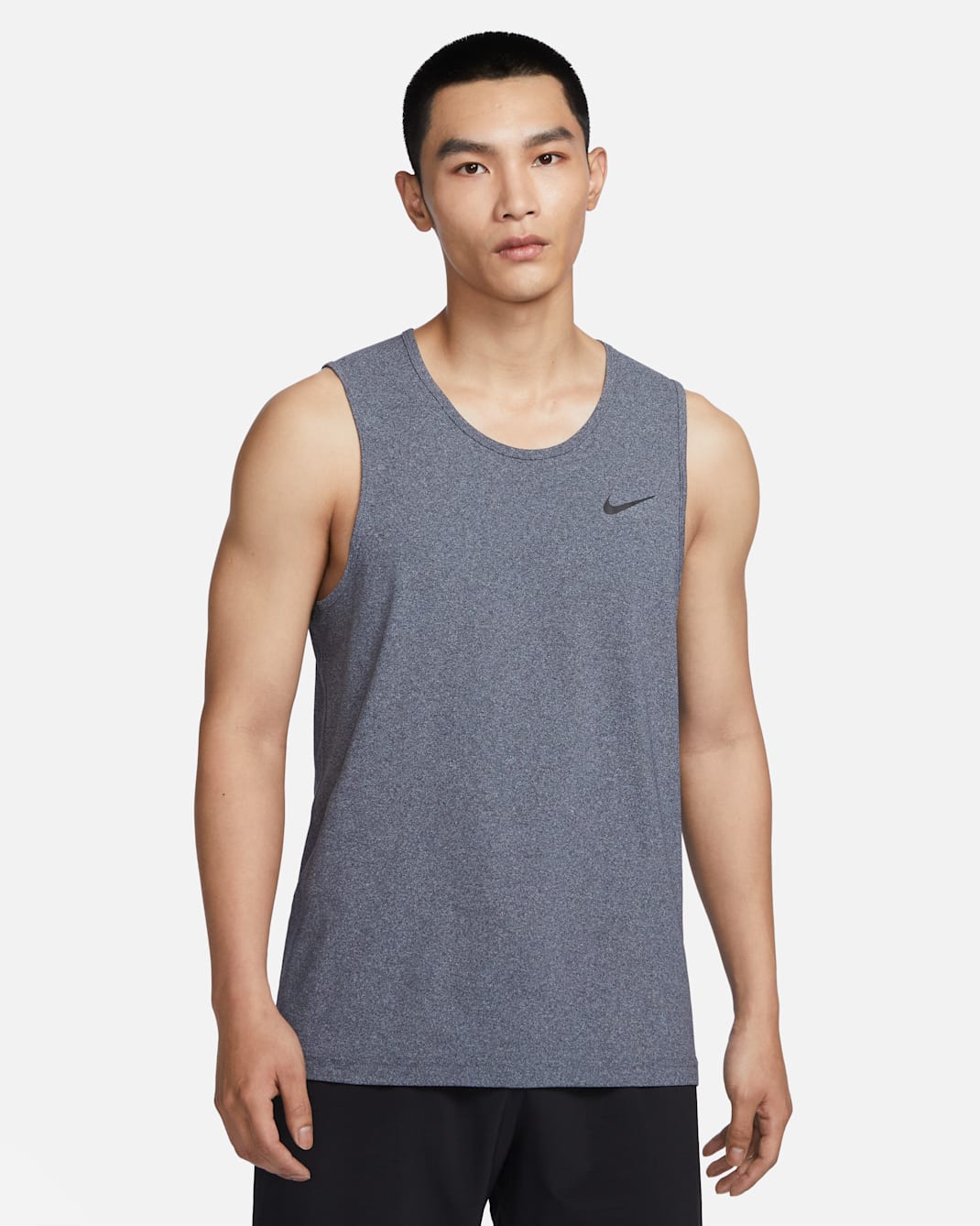 เสื้อกล้ามฟิตเนสแขนกุดผู้ชาย Nike Dri-FIT Hyverse - Obsidian/Heather/ดำ