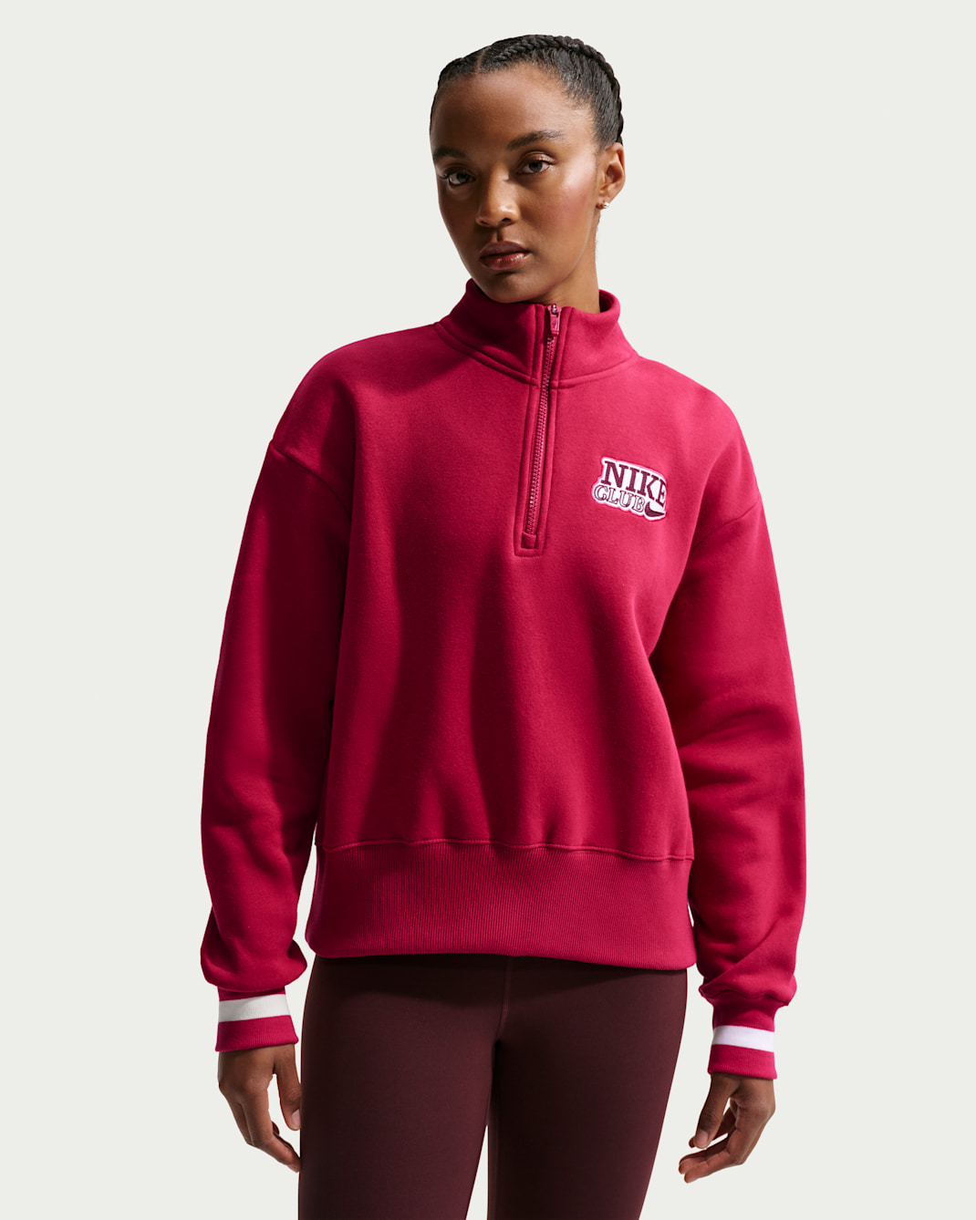 Nike Sportswear Women's Oversized 1/4-Zip Fleece Top - Noble Red