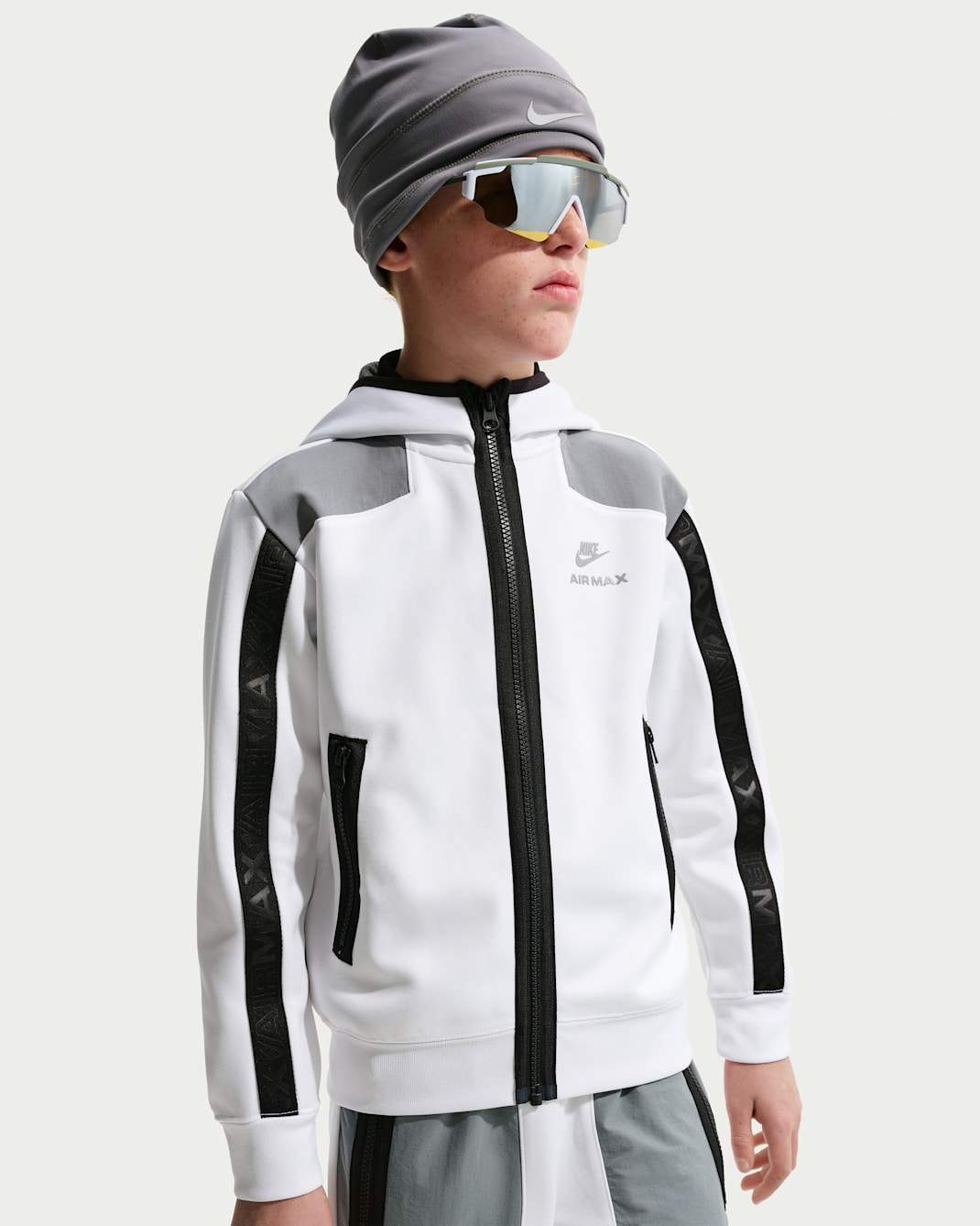 Nike Sportswear Dessuadora amb caputxa i cremallera completa - Nen/a - Blanc/Cool Grey/Negre