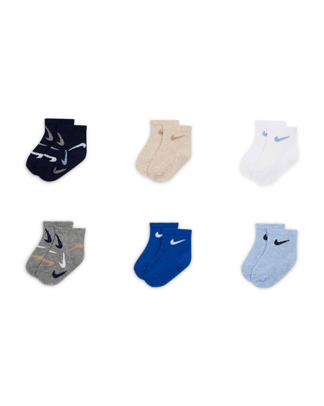 Nike Baby Swooshfetti Ankle Socks (6 Pairs) - Midnight Navy