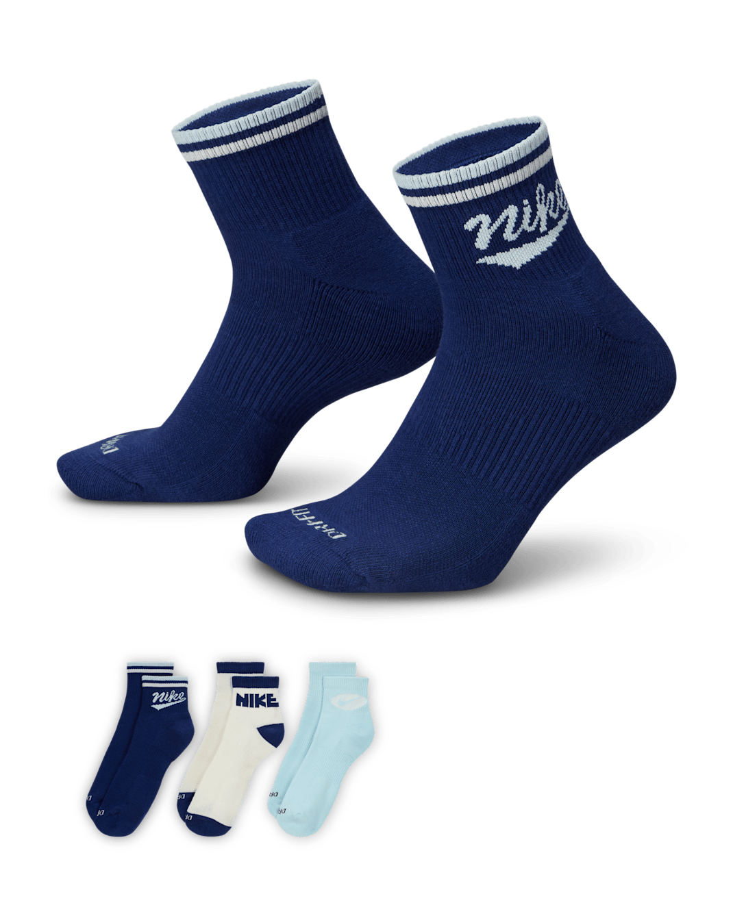 Nike Everyday Plus Ankle Socks (3 Pairs) - Multi-Colour