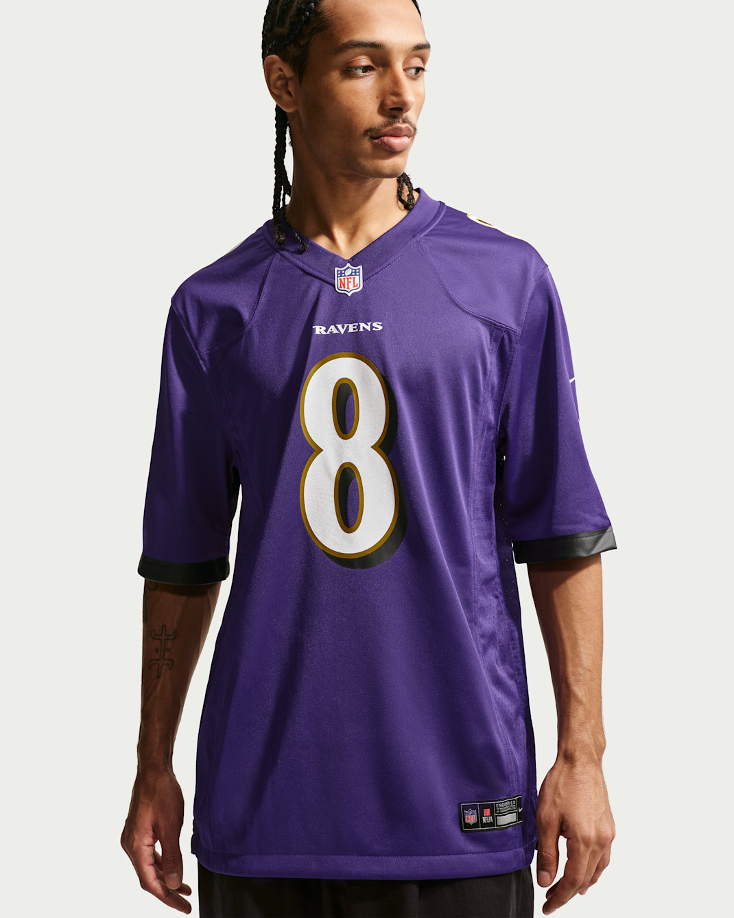 Jersey de juego Nike para hombre Lamar Jackson Baltimore Ravens - Orquídea nuevo