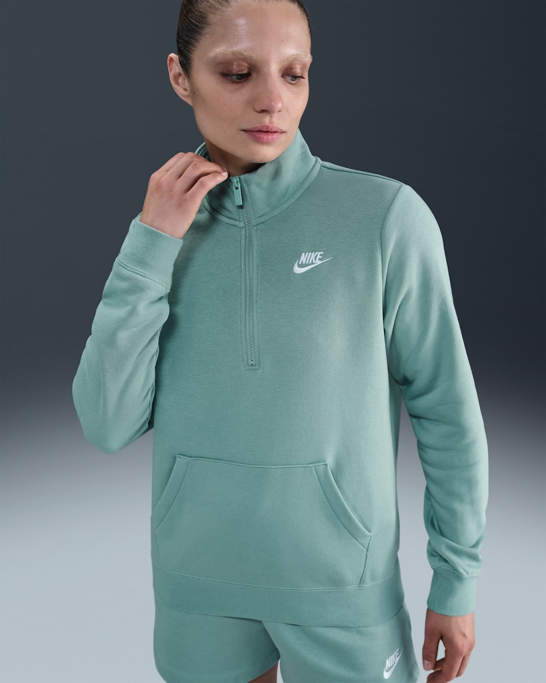Sudadera de medio cierre para mujer Nike Sportswear Club Fleece - Cañón/Blanco