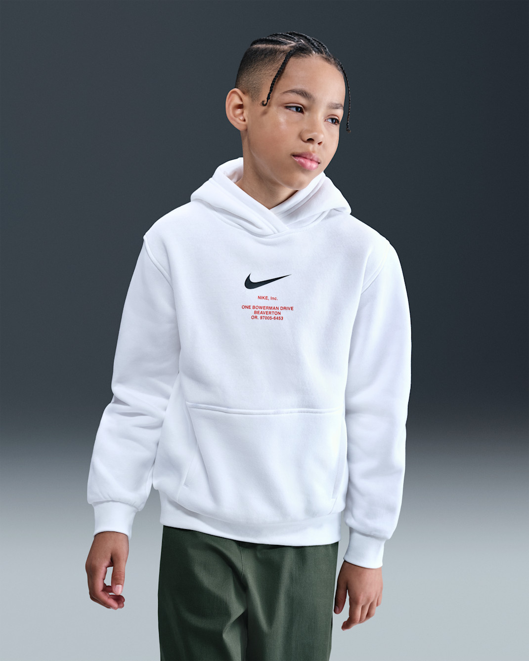 Nike Sportswear Club Fleece kapucnis pulóver nagyobb gyerekeknek (fiúk) - Fehér/Fekete
