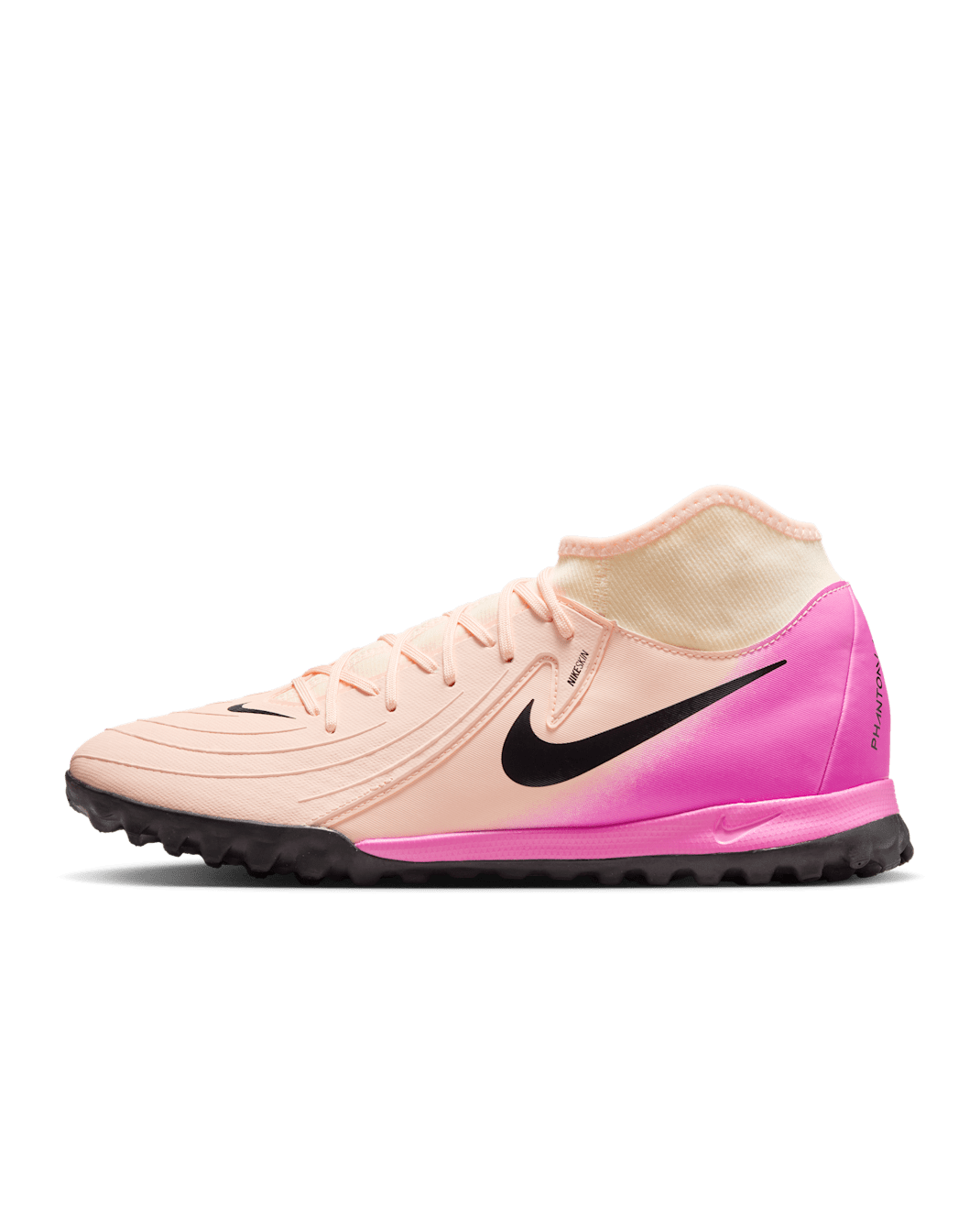 Nike Phantom Luna 2 Academy Turf High-Top Soccer Shoes - Crimson Tint/Pink Blast/Black