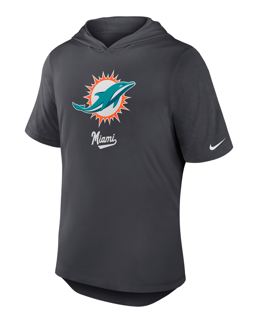 Miami Dolphins Men's Nike Dri-FIT NFL Hooded T-Shirt - Anthracite