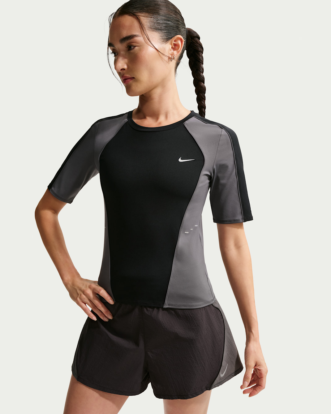 Nike Swift Women's Dri-FIT Short-Sleeve Running Top - Black/Iron Grey/Iron Grey