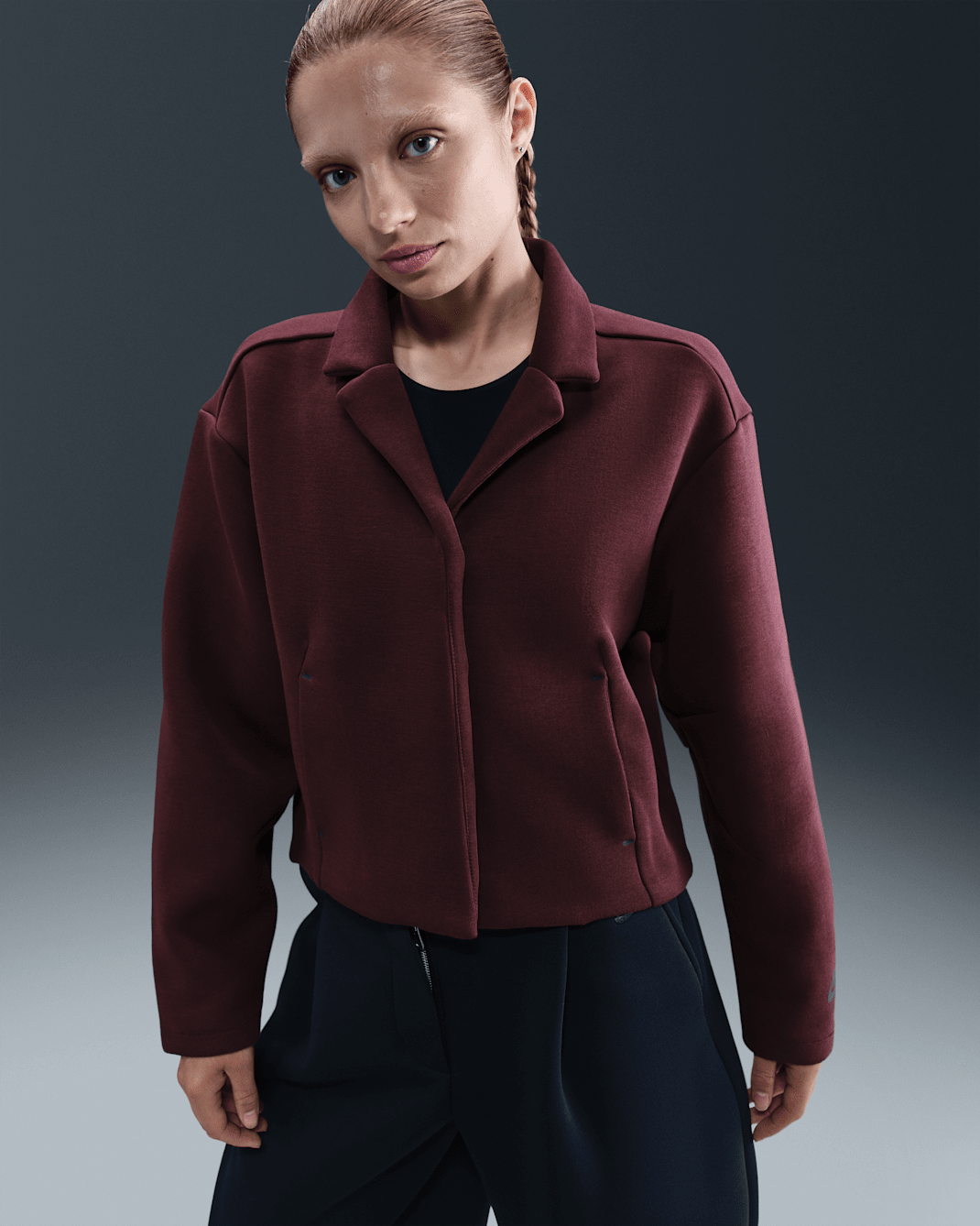 Nike Sportswear Tech Fleece Women's Tailored Jacket - Burgundy Crush/Black