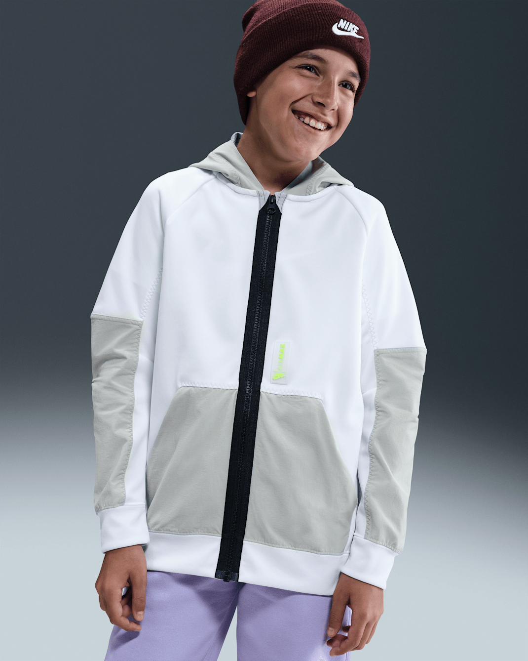 Nike Sportswear Air Max Hoodie mit durchgehendem Reißverschluss für ältere Kinder (Jungen) - Weiß/Grey Fog/Schwarz/Volt