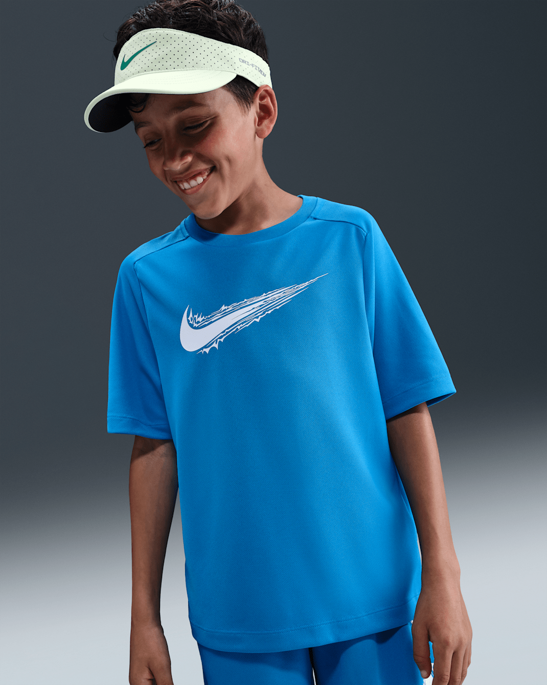 Nike Multi Big Kids' (Boys') Dri-FIT Short-Sleeve Top - Light Photo Blue/White