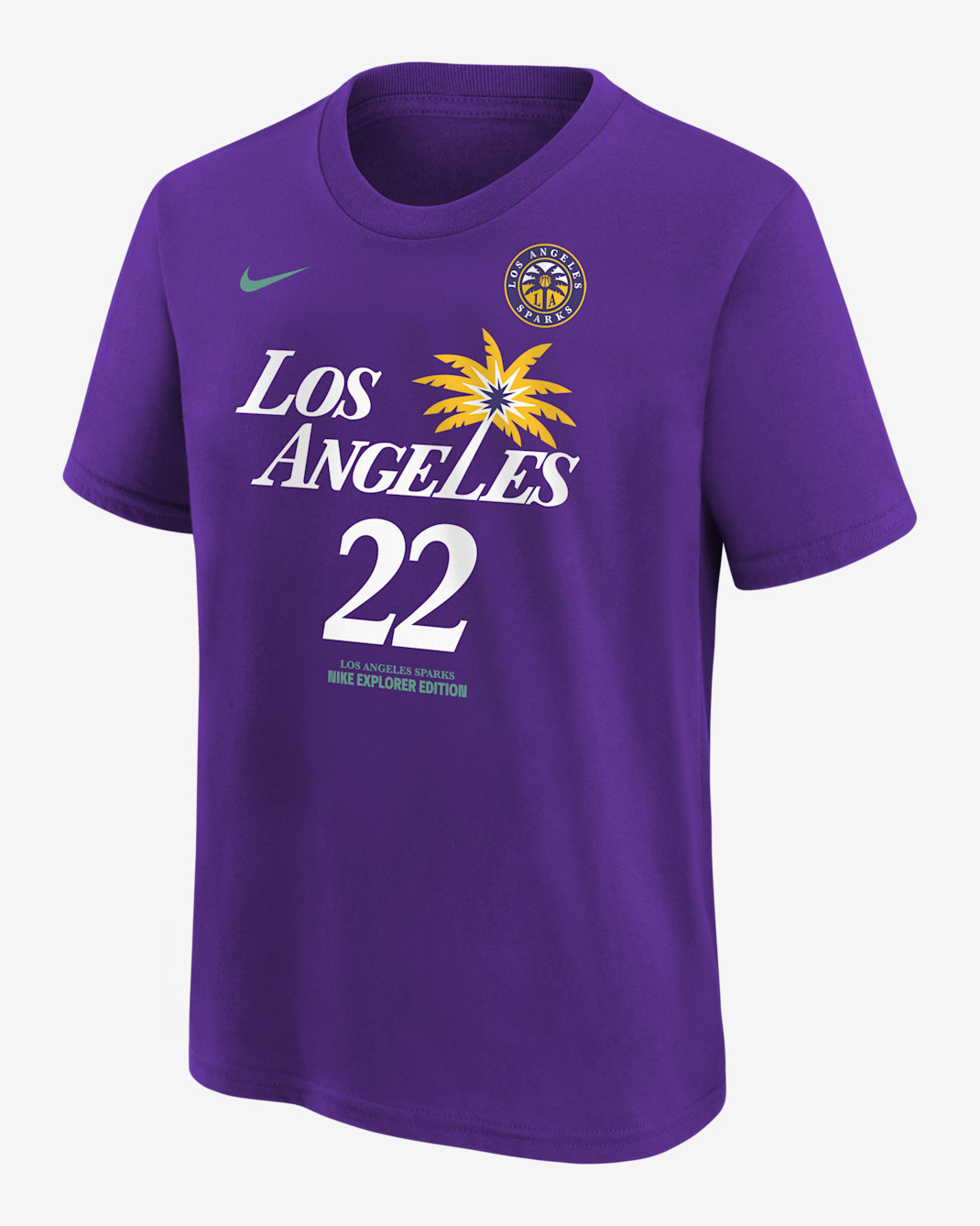 Playera Nike de la WNBA para niños talla grande Cameron Brink Los Angeles Sparks Explorer Edition - Morado campo
