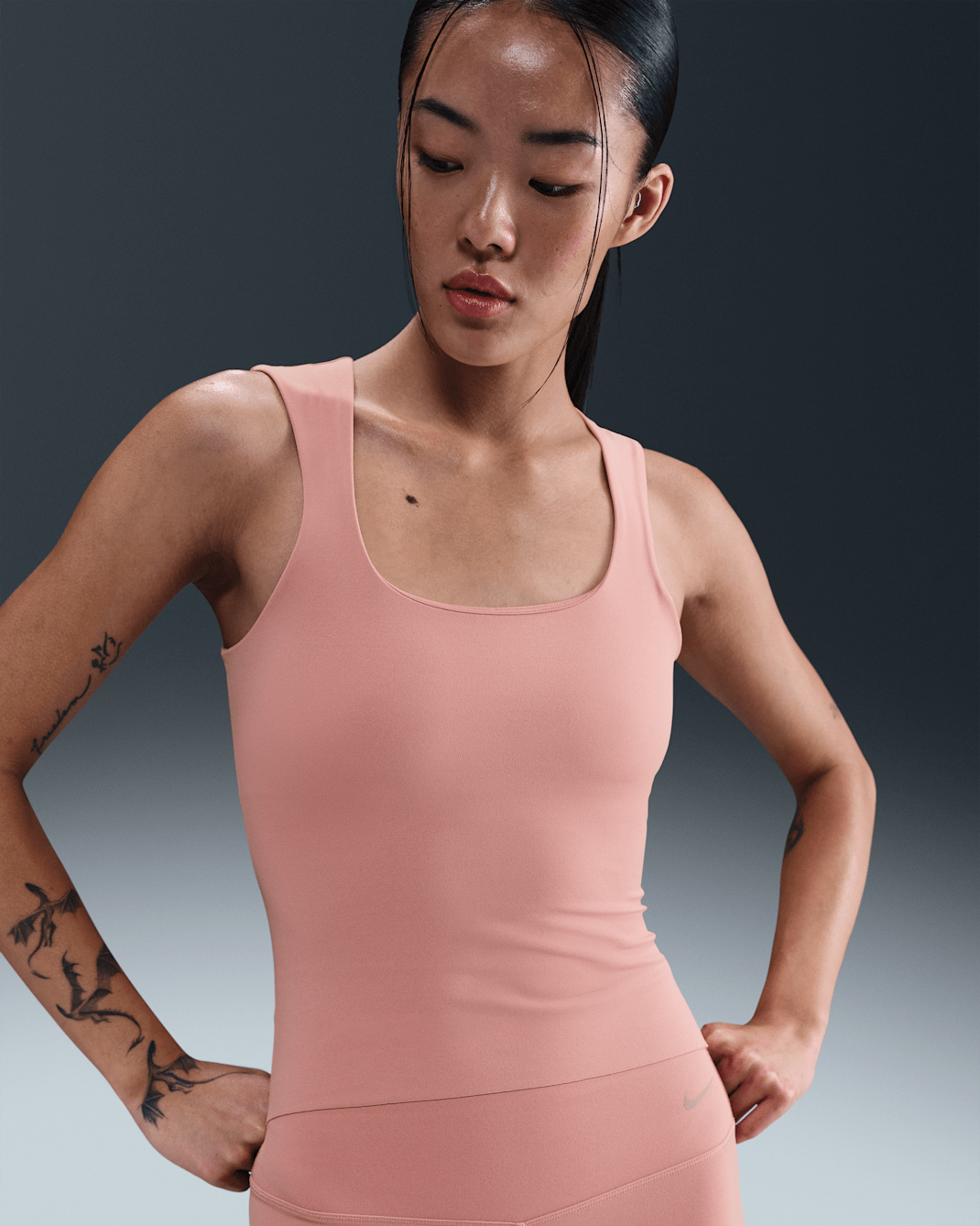 Nike Zenvy Women's Dri-FIT Tank Top - Rust Pink/White