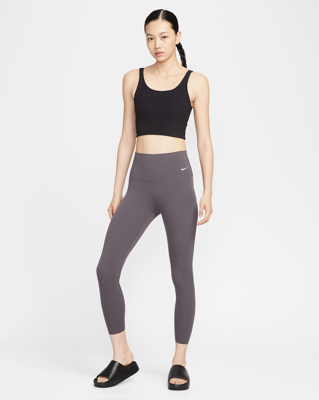 ナイキ ゼンビー ウィメンズ ハイウエスト アンクル (9分丈) レギンス - サンダーグレー/ブラック