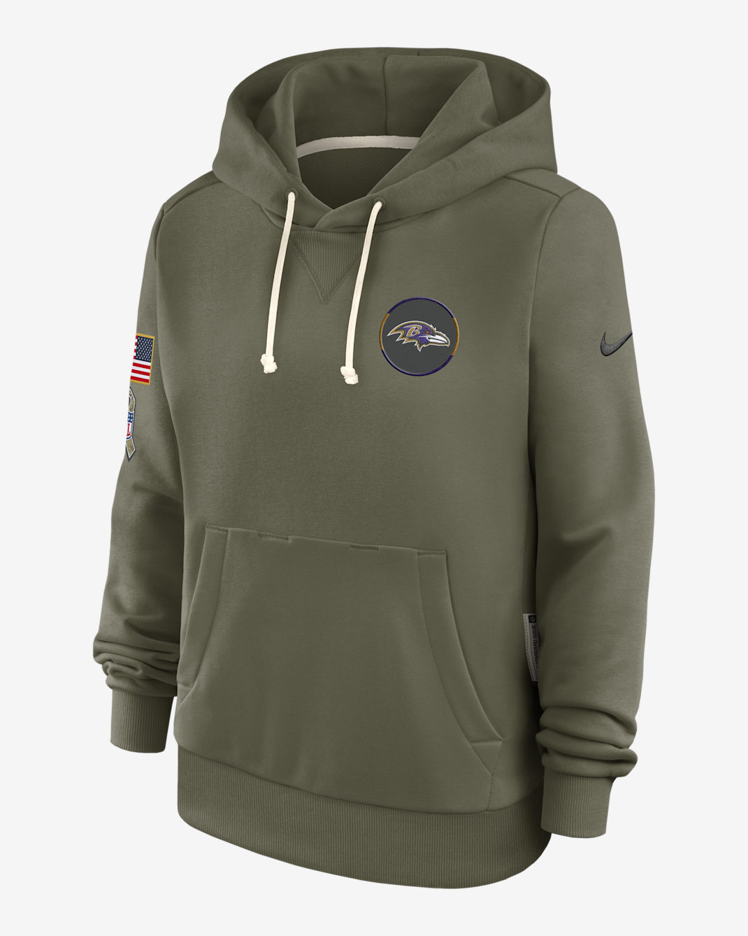 Baltimore Ravens Salute to Service Sideline Women's Nike Dri-FIT NFL Pullover Hoodie - Olive