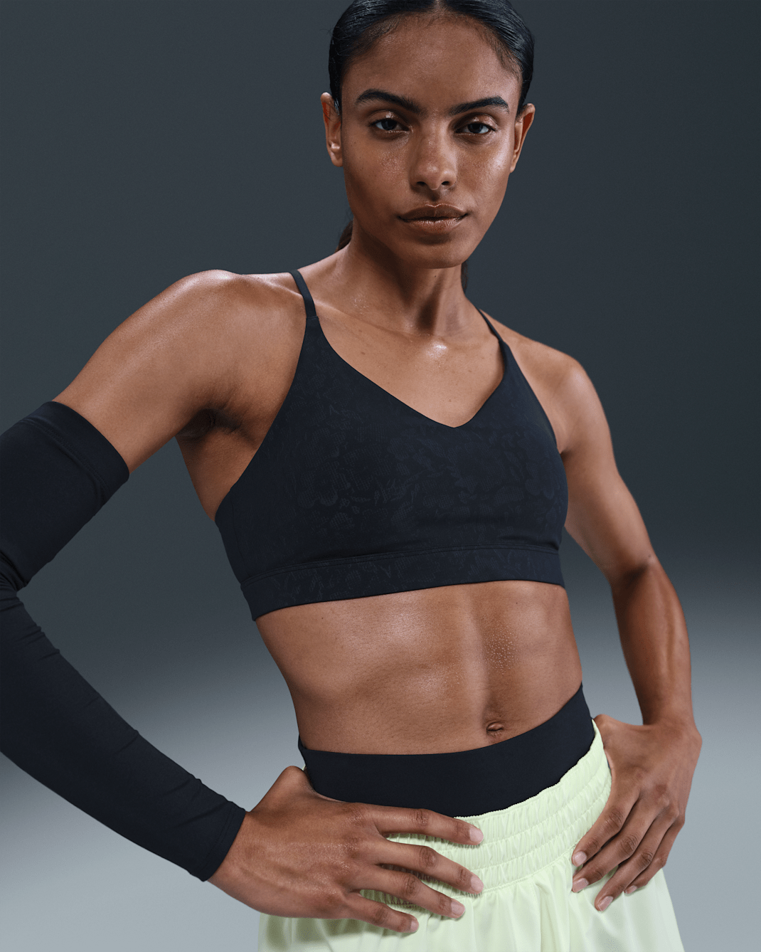 Nike Indy Light Support Women's Padded Floral Sports Bra - Black/Anthracite/Dark Smoke Grey