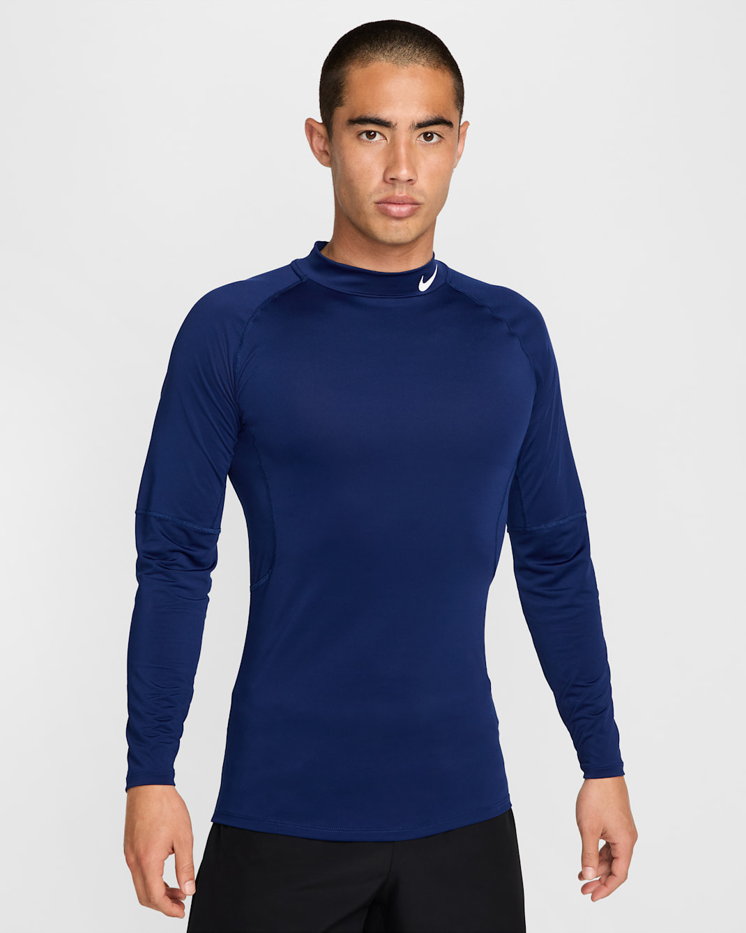 Nike Pro Men's Dri-FIT Fitness Mock-Neck Long-Sleeve Top - Blue Void/White