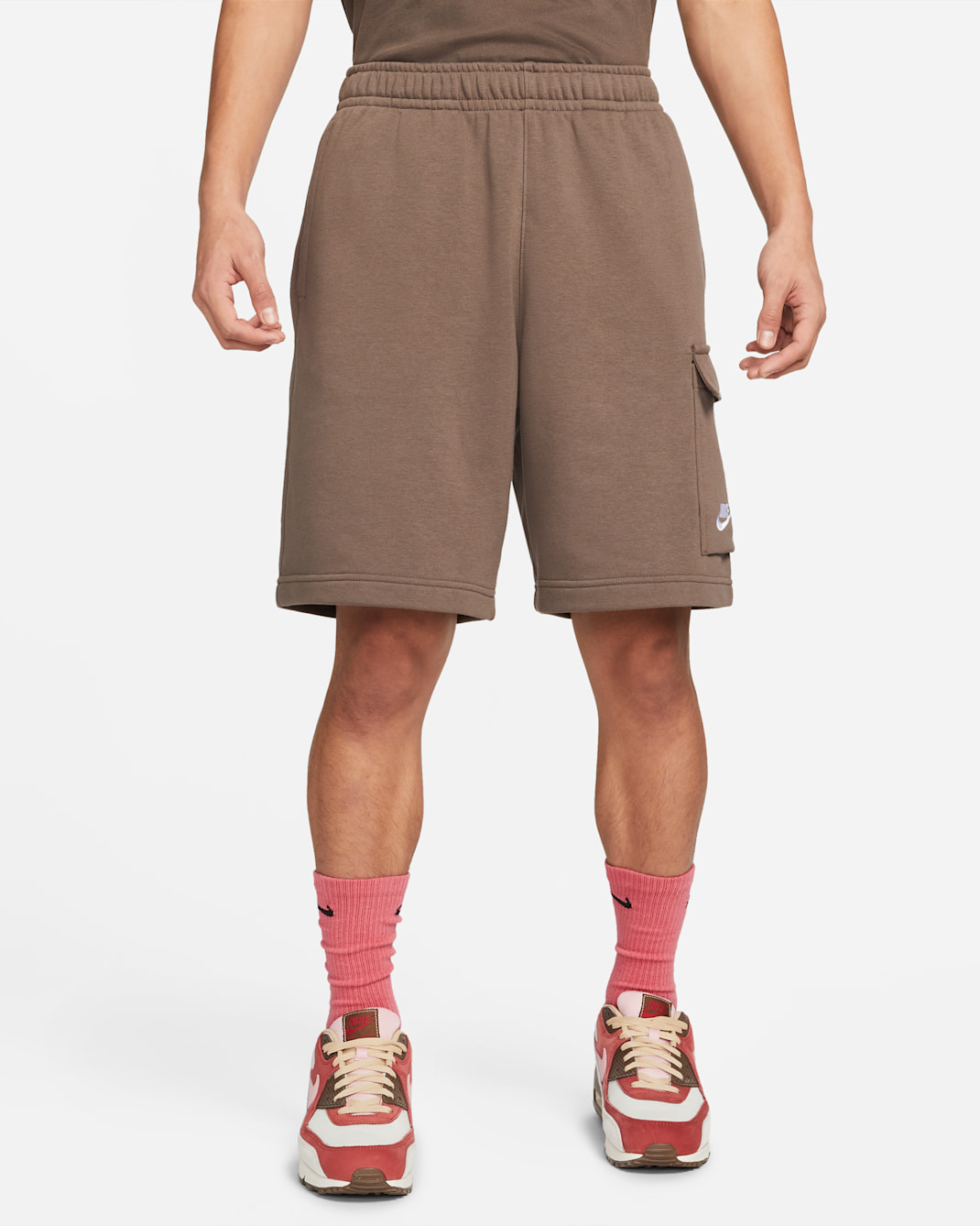 Nike Sportswear Club Men's French Terry Cargo Shorts - Ironstone/Ironstone/White