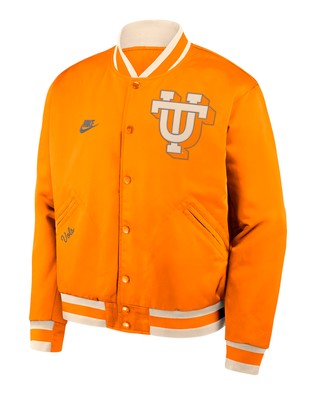Chamarra bomber universitaria Nike de cierre a presión de largo completo para hombre Tennessee Legacy - Naranja team