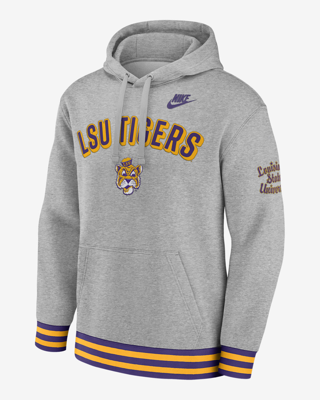 Sudadera con gorro sin cierre universitaria Nike para hombre LSU Legacy Retro - Gris
