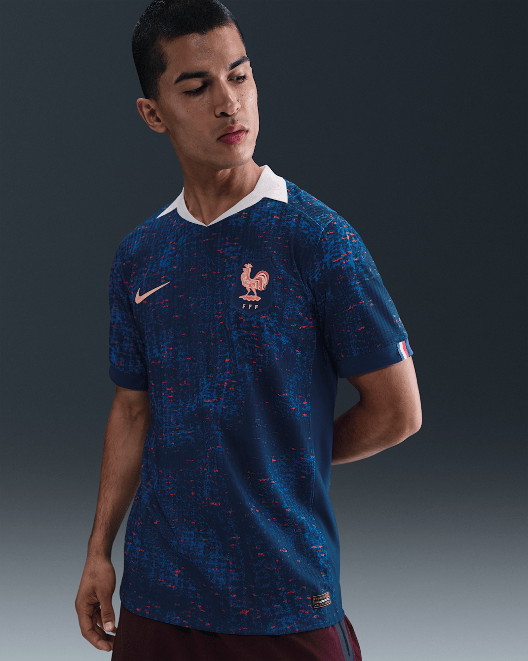 FFF 2025 Match Home (Women's Team) Men's Nike Dri-FIT ADV Football Authentic Shirt - Blue Void/Light Madder Root