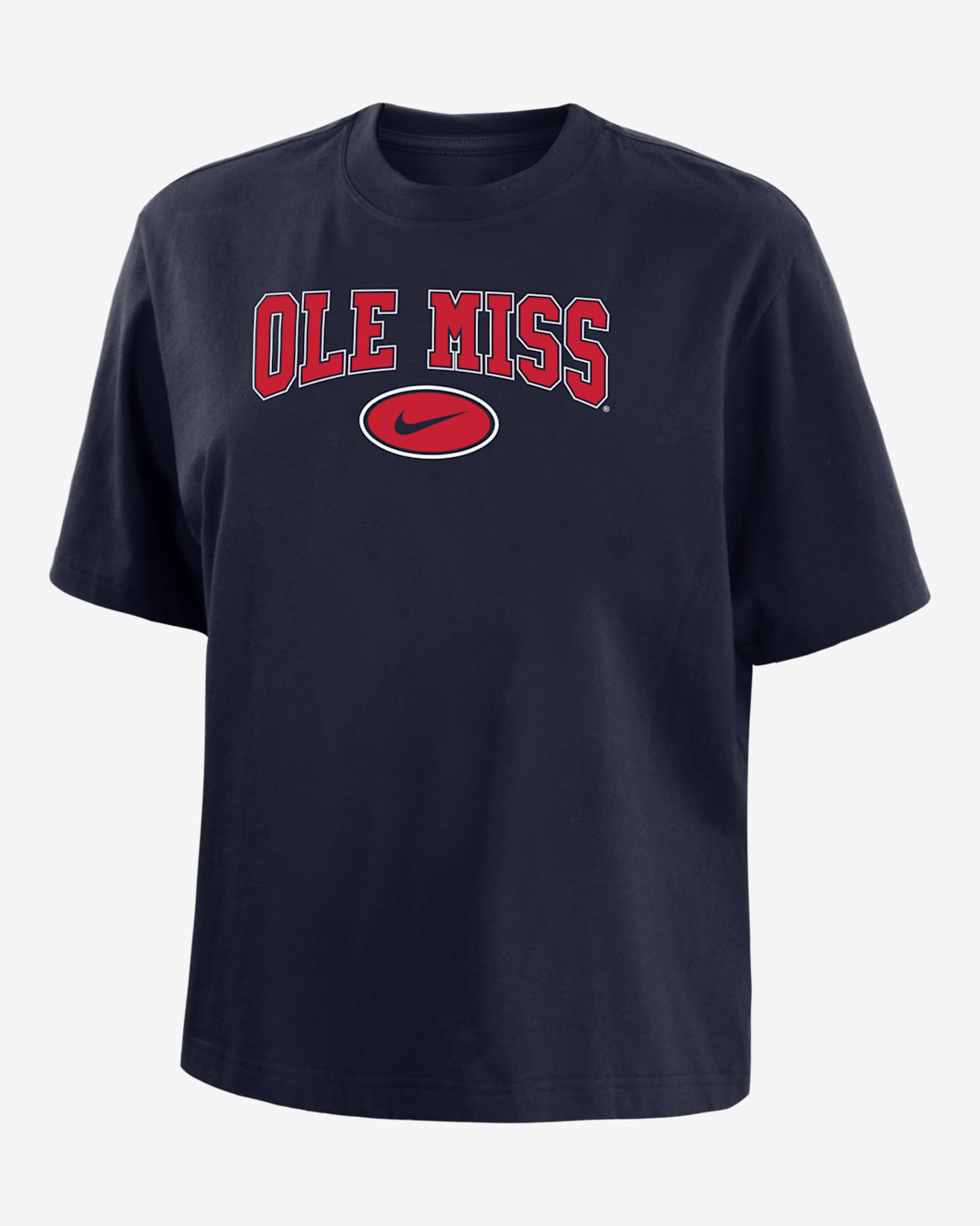 Playera de corte cuadrado universitaria Nike para mujer Ole Miss - Negro