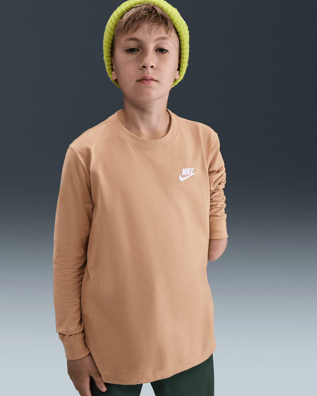 Nike Sportswear Big Kids' Long-Sleeve T-Shirt - Hemp/White
