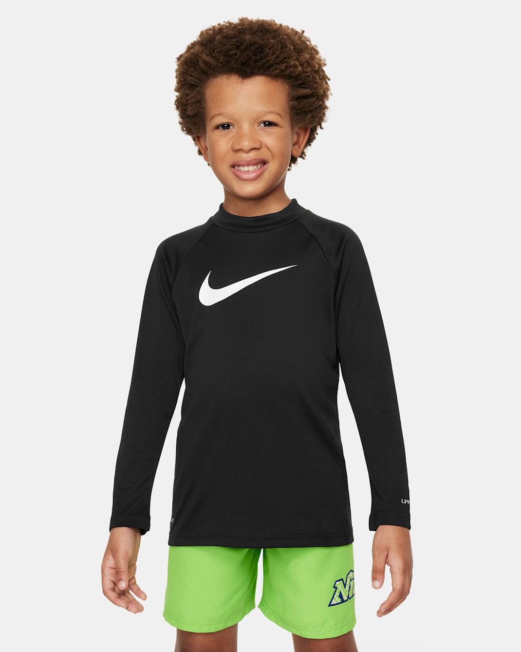 Playera de manga larga Hydroguard para niño talla pequeña Nike Swim - Negro/Blanco