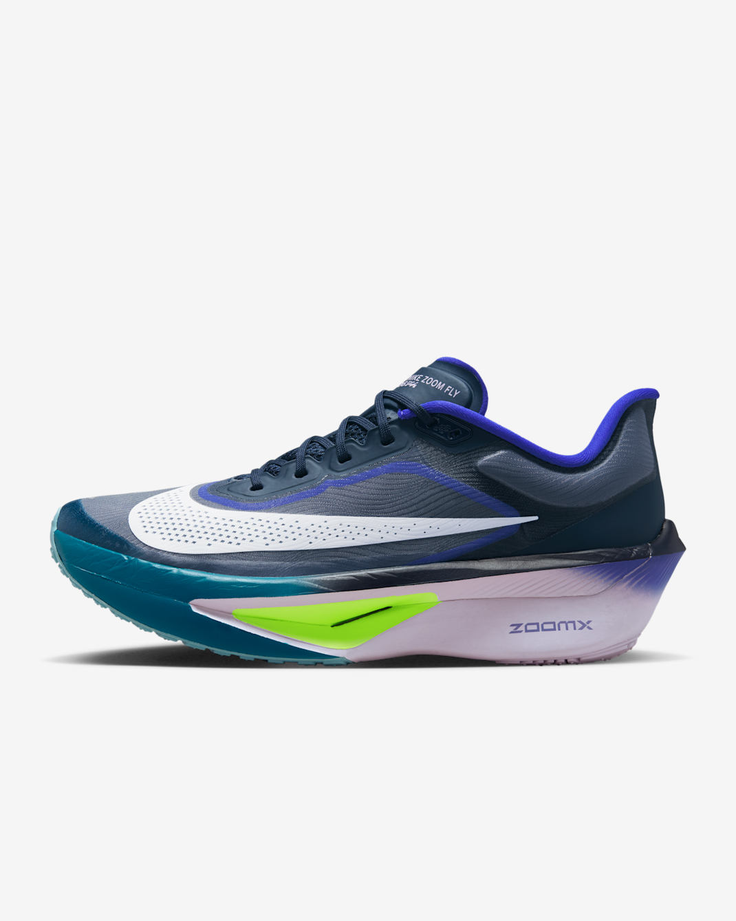 Nike Zoom Fly 6 Straßenlaufschuh für Wettkämpfe (Herren) - Obsidian/Persian Violet/Volt/Weiß