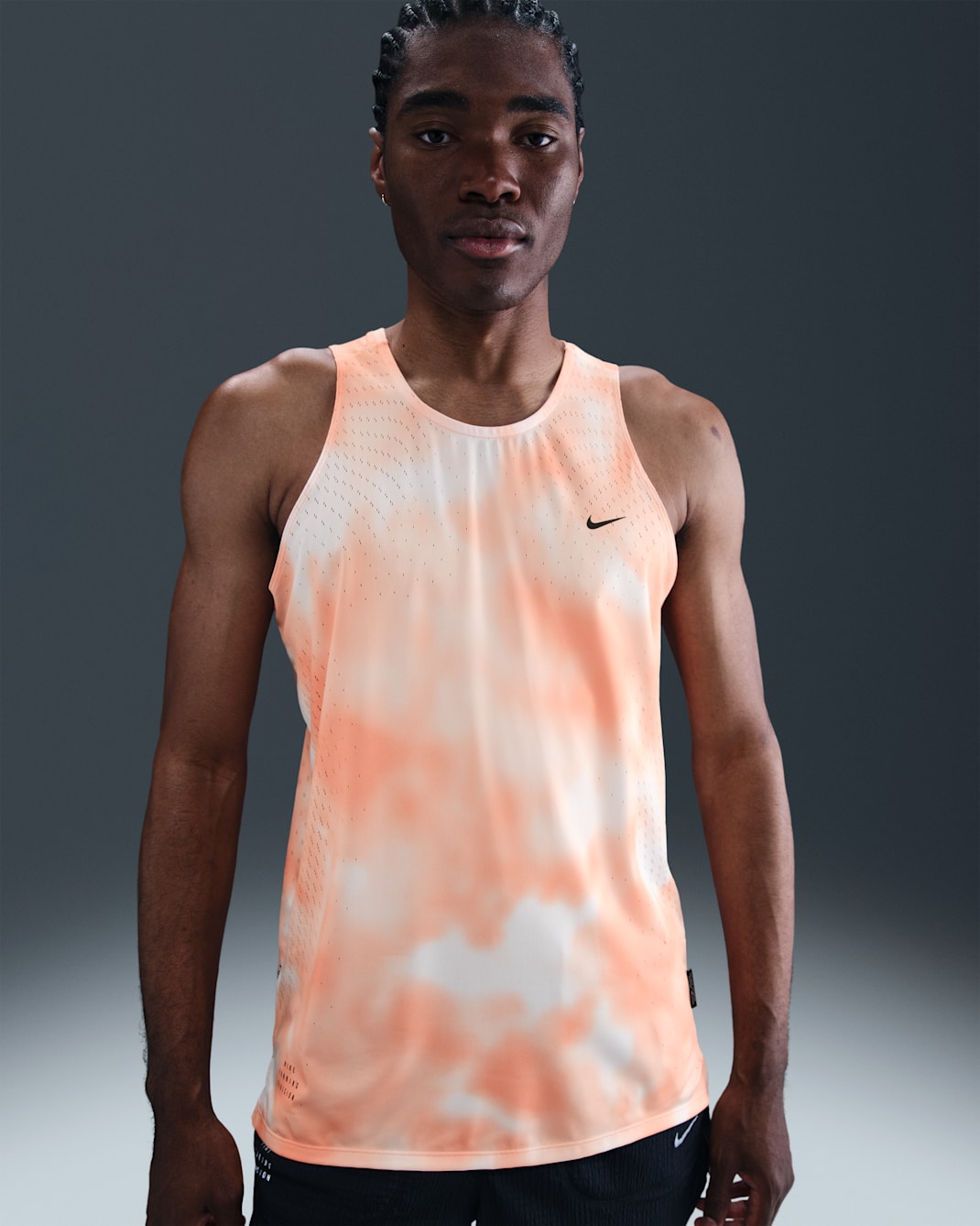 Camiseta de tirantes de correr Dri-FIT ADV para hombre Nike Running Division Breathe - Ágata melocotón/Negro