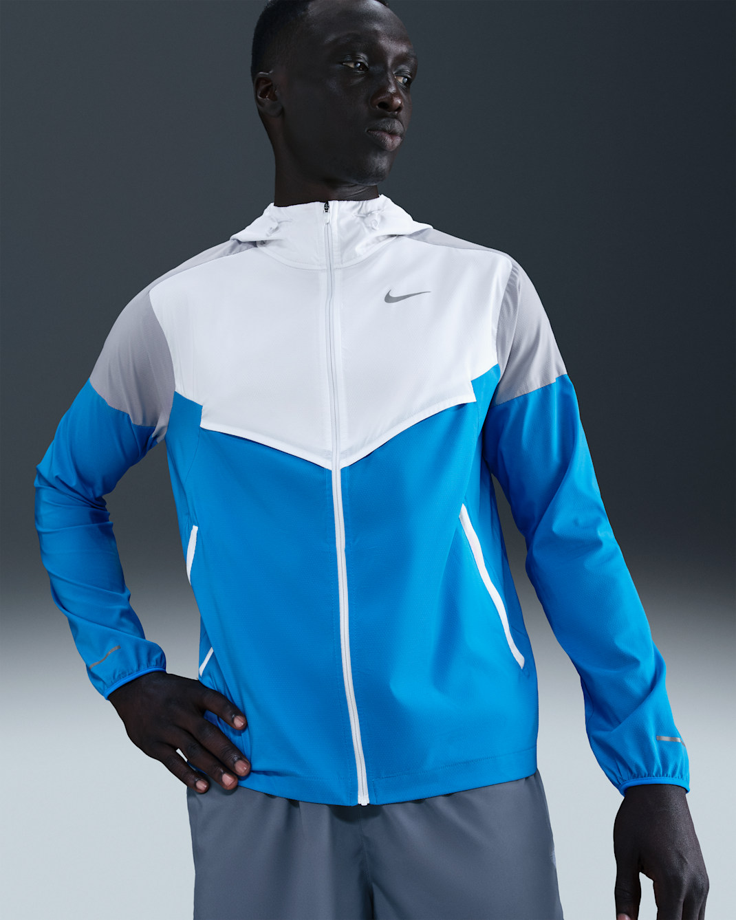 Nike Impossibly Light Windrunner Men's Running Jacket - White/Wolf Grey/Blue Hero
