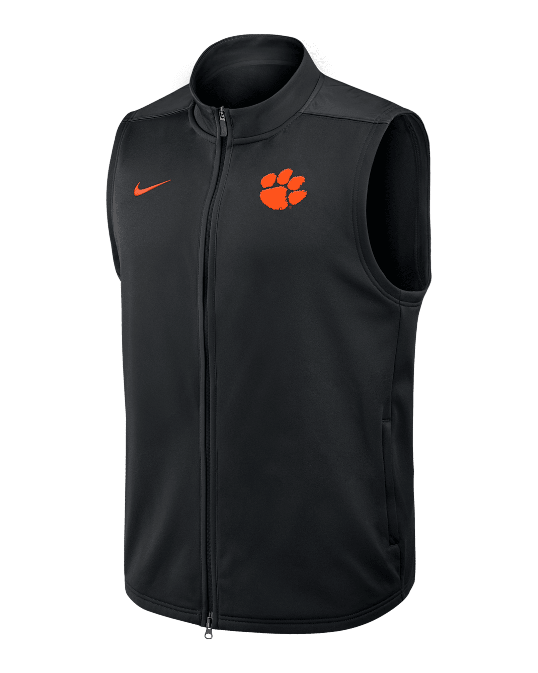 Chaleco universitario Nike Therma-FIT de cierre completo para hombre Clemson Victory - Negro